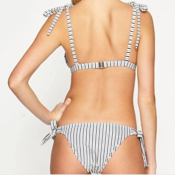 Suboo Cabana Triangle Tie Striped Seersucker 2 pc Bikini Swimsuit 8 NWT - Picture 3 of 9